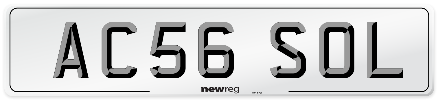 AC56 SOL Number Plate from New Reg